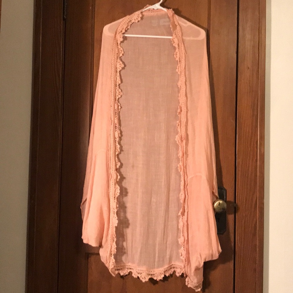 Mossimo | Lace Trim Blush Kimono